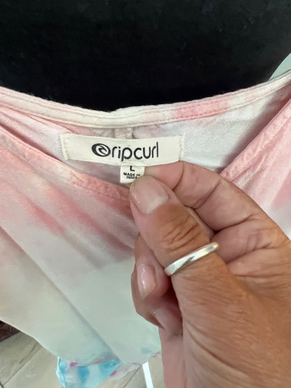 Rip Curl Pastel Tie-Dye Button-Front Spaghetti Strap Coverup - Pink/White/Blue - Picture 2 of 7